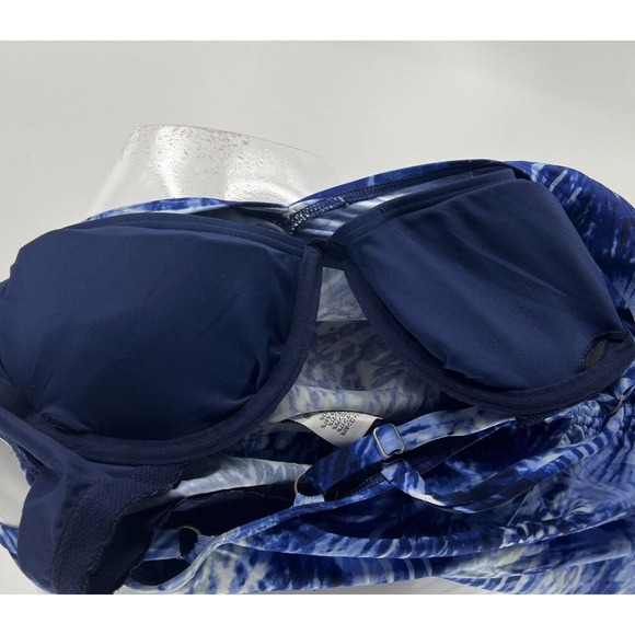 Lands End Tankini Swimsuit Top Womens Size 6 Deep Sea Navy Blue Tie Dye Palm NEW - Picture 7 of 8